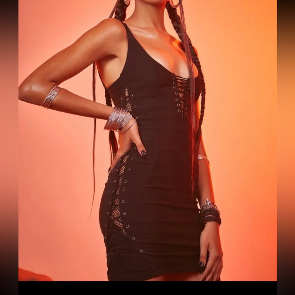 NWT Dolls Kill Poster Grl Stallion Sass Lace Up Mini Dress Size XL - Picture 16 of 16